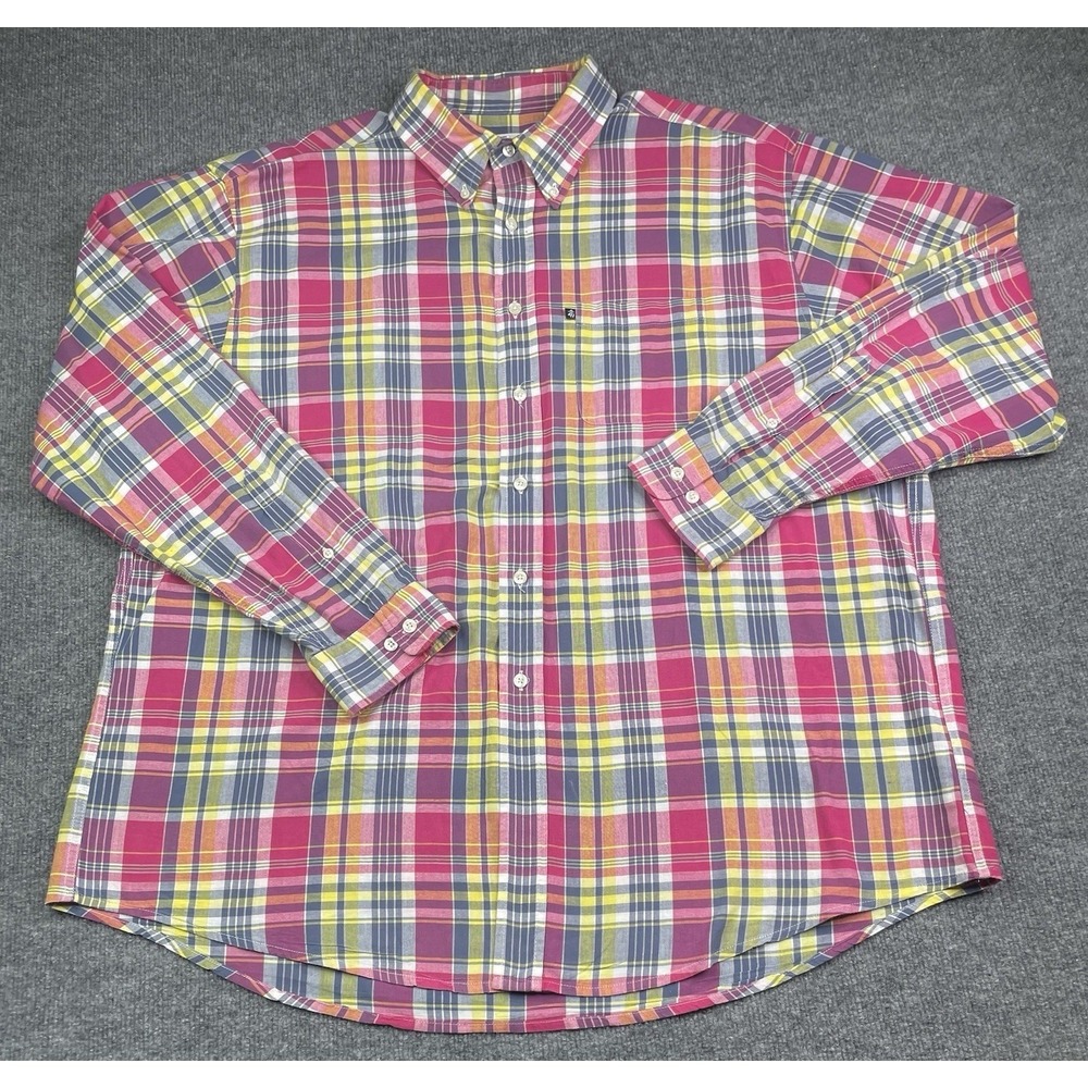 Brooks Brothers 346 Shirt Mens XXL Pink Plaid Long Sleeve Cotton Button Down